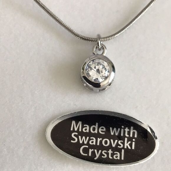 Swarovski Crystal Caged Circle Silver Pendant Necklace - Picture 2 of 6